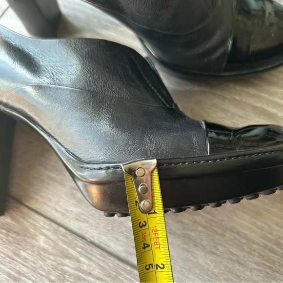 Tod’s Patent Smooth Mixed Leather Studded Block Heel Ankle Boots Made in Italy - Picture 12 of 13